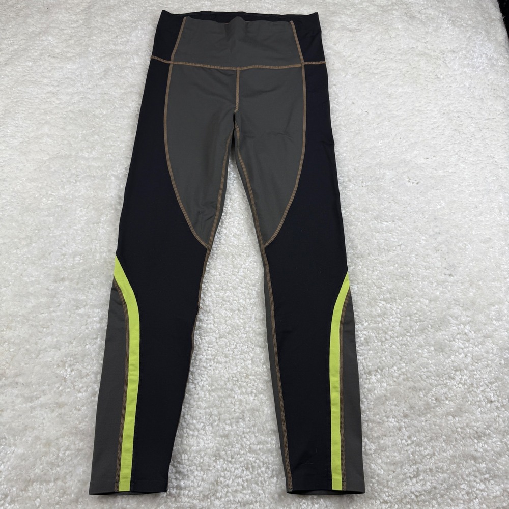 Athleta Leggings Womens S Black Green Colorblock High Rise Athletic Tights